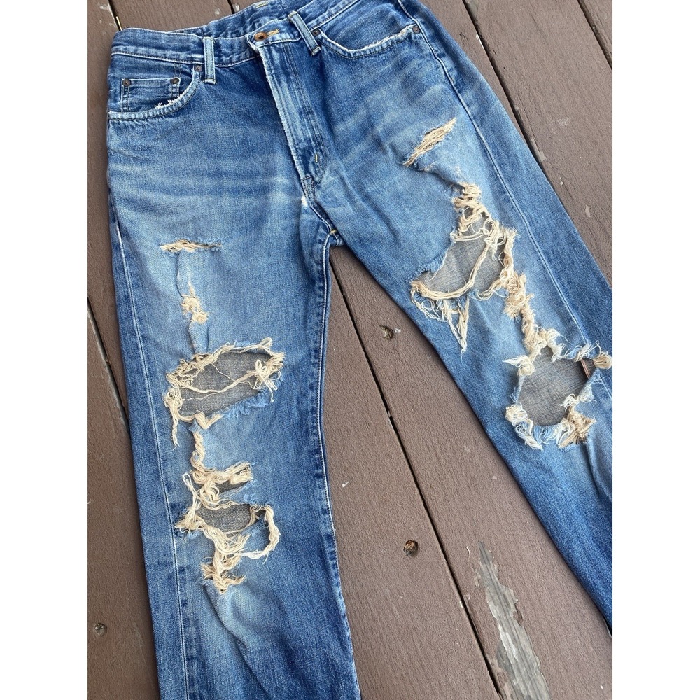 Edwin Japanese Denim Jeans Selvedge Thrashed Distressed 505xx 30x30 Punk Grunge